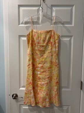 Ann Taylor Yellow Floral Spaghetti-Strap Summer Dress